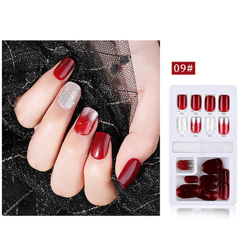 30 шт DIY накладные ногти s с клеем многоцветные Готовые Ногти полное покрытие Короткие квадратные накладки на голову съемные многократное использование накладные ногти