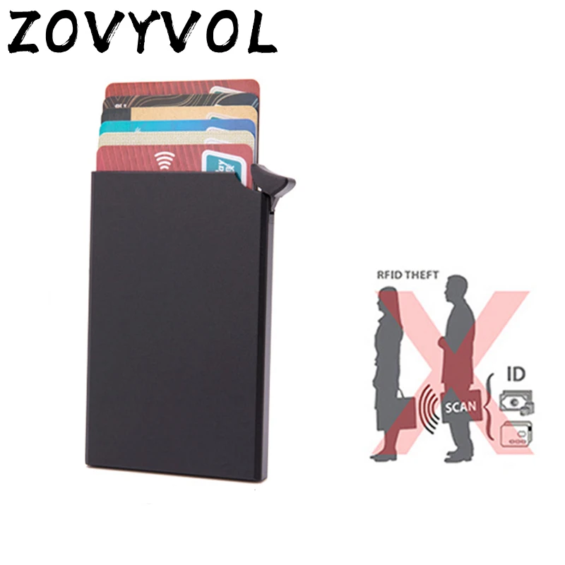 

ZOVYVOL Credit Card Holder Automatically eject Solid Color Metal Bank Credit Card Package Business Card Holder Case Cartridge