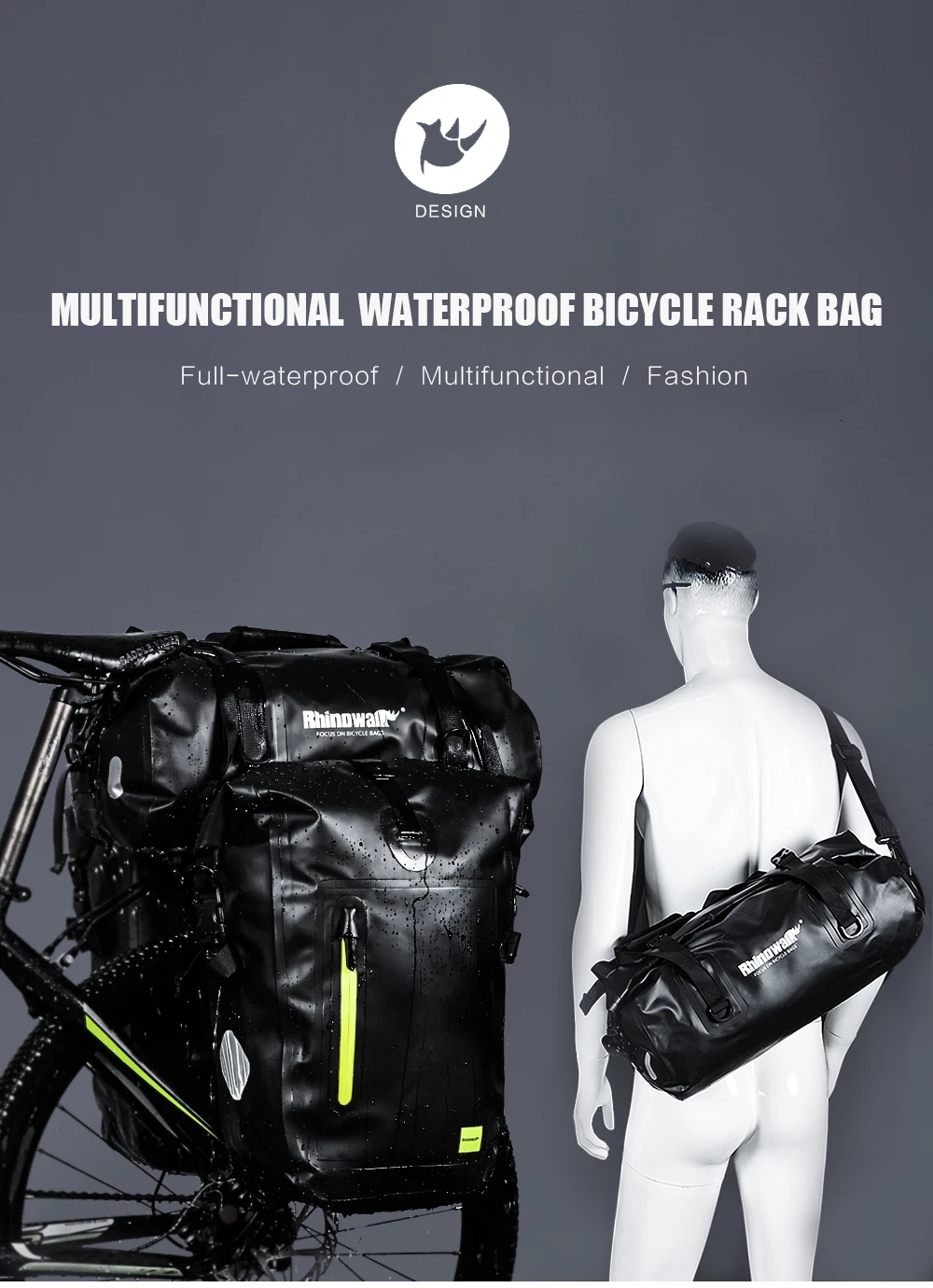 Rhinowalk Bicycle Luggage Bags 20L Full Waterproof for Road Bike Rear Rack Trunk Cycling Saddle Storage Pannier Multi Travel Bag (1)