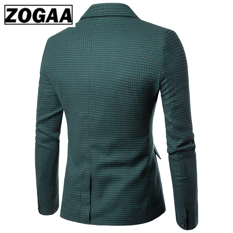 ZOGAA Plaid Blazer Men Spring Autumn Single Breasted Blazers Slim Fit Wedding Suit Blazer Men's Hombre Business Formal Blazers