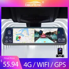 Caméra de tableau de bord avec rétroviseur, caméra de voiture, enregistreur Dvr Dashcam, Navigation GPS, 8.1 P, WIFI, 10 pouces, A980, 4G, Android 1080