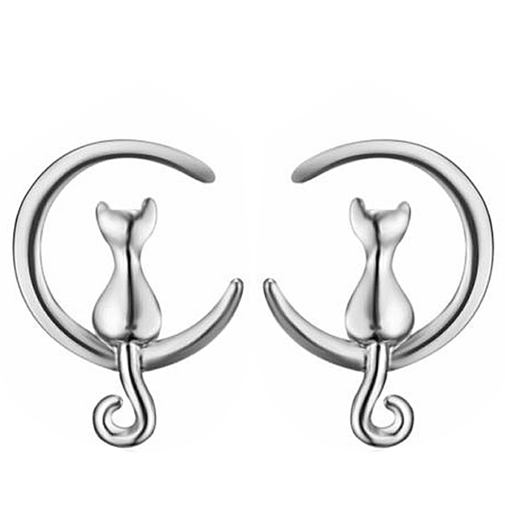 

1 Pair Cute Alloy Crystal Pearl Cat Animal Ear Stud Earrings for Women Jewelry arracadas de moda Party boucles d'oreilles femme