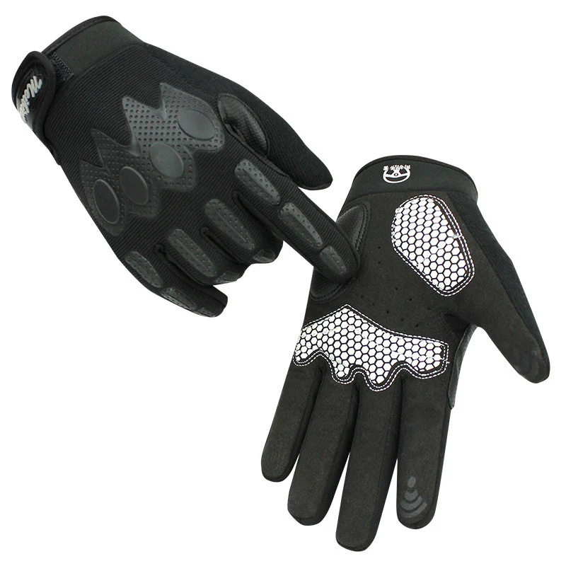 Осенние и зимние теплые Нескользящие износостойкие перчатки для вождения, для езды, ветрозащитные спортивные перчатки, мужские солнцезащитные перчатки на весь палец - Цвет: black