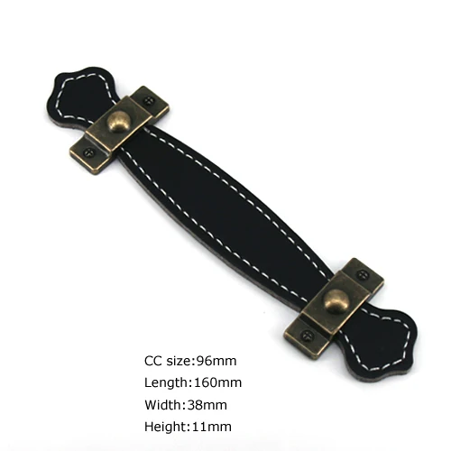 CC 96mm Black 1 шт. винтажные кожаные мебельные ручки дверной ремень ручка для ящика шкафа сумки для багажа аксессуары для чемоданов - Цвет: CC 96mm Black