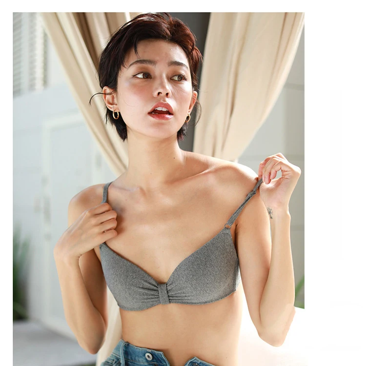 Bralette нижнее белье пуш-ап хлопковый бюстгальтер Осень Новые однотонные короткие мягкие регулируемые бесследные дышащие цветные бюстгальтеры для женщин