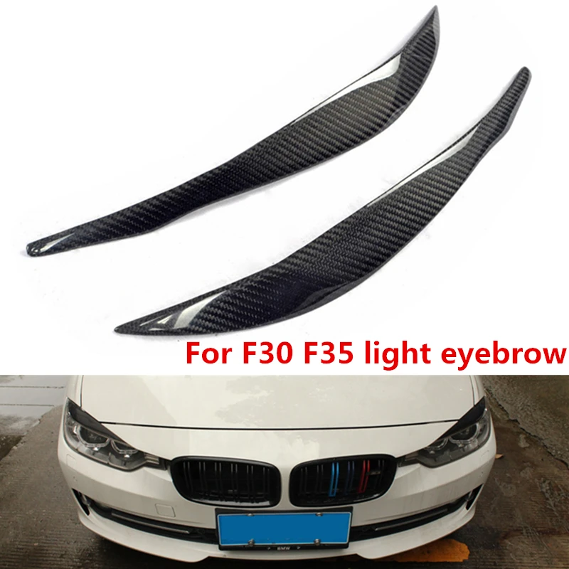 

1 Pair carbon fiber headlights eyebrow eyelids for B M W 3 series F30 F35 front headlamp eyebrows sticker