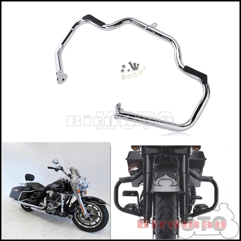 

Мотоциклетная хромированная полоса защиты от столкновения для Harley Touring Road King Electra Street Glide 2009-2017