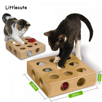 

Pet Supplies Cat Interactive Puzzle Play Toy Box Cats Hide Seek Box Scratching Toy Funny Platform Kitty Puzzle Toys With Ball