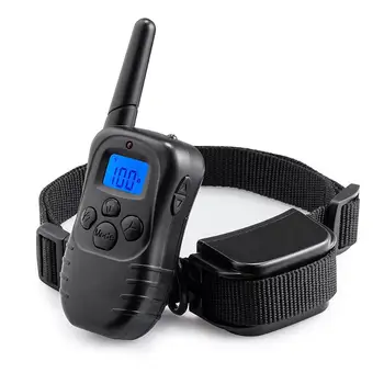 

Rechargeable Waterproof 300meters Remote Electric Shock Anti-bark Pet Dog Training Collar with LCD display Beep 998DR
