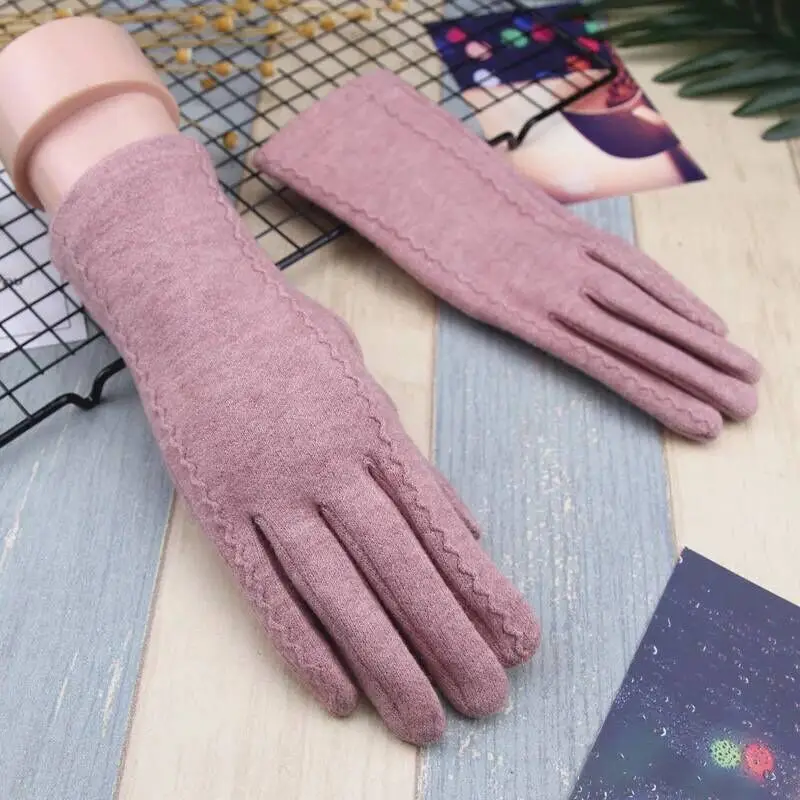 New Ladies Winter Warm Gloves, Cashmere Wool Gloves, Five-Finger Split-Finger Touch Screen Gloves