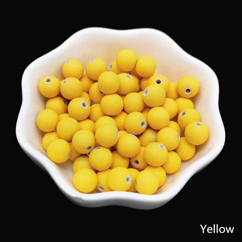 50 шт. 8 мм резиновые бусины Шарм Неоновые Круглые свободные бусины распорка акриловые бусины для самостоятельного изготовления ювелирных изделий - Цвет: Yellow