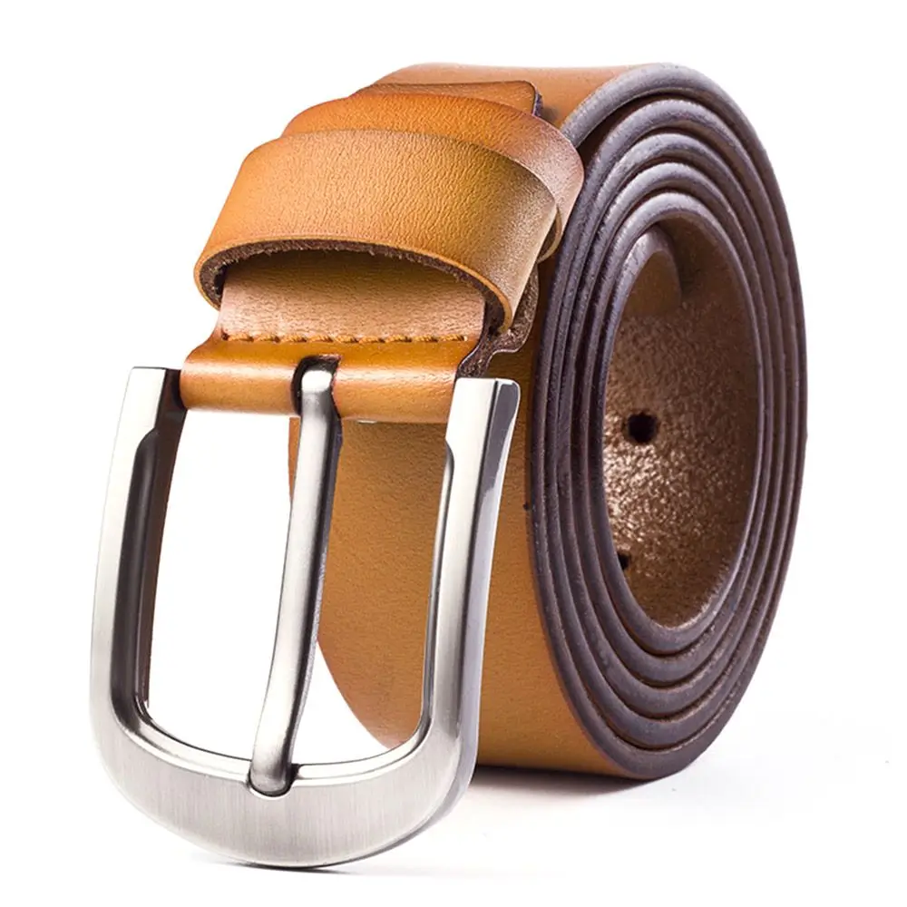 camel brown Модные роскошные мужские ремни из натуральной кожи пряжкой поясной ремень Пояс гладкие ремни одежда аксессуары креативный подарок - Цвет: camel brown