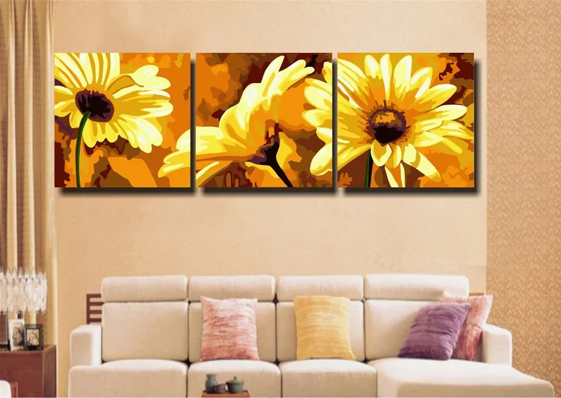 3 шт. 40x40 см, Новое поступление, масляные краски, пейзажные картины, краски по номерам, настенные художественные Триптих, холст, живопись, подарок для домашнего декора