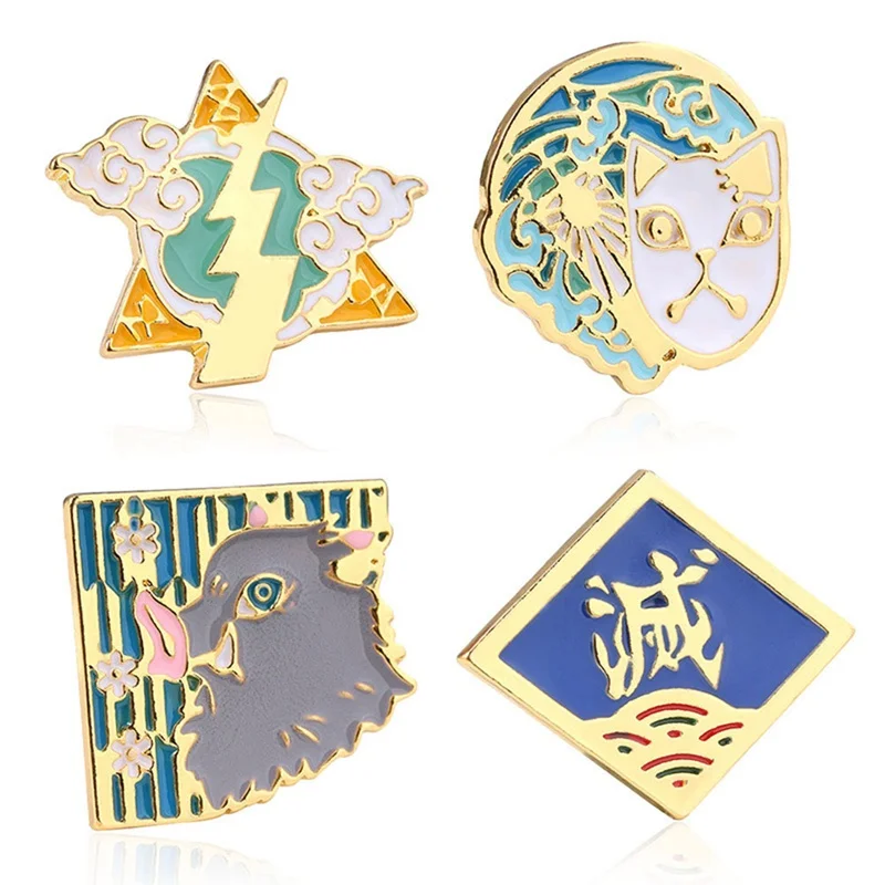 Anime Demon Slayer: Kimetsu no Yaiba Kamado Tanjirou Cosplay Bedge Cartoon Collect Backpacks Bags Badges Button Brooch Pins