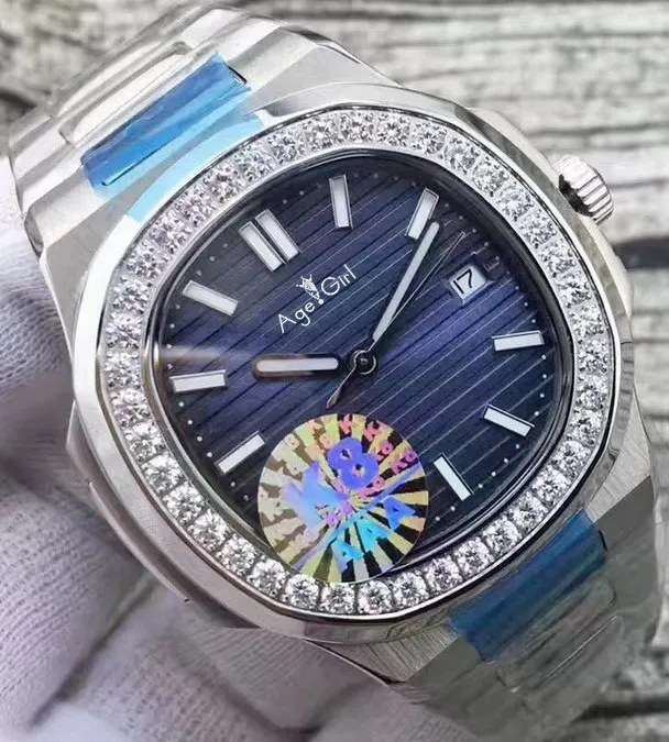 

Famous Brand New Automatic Mechanical Men Watch Sapphire Transparent Glass Black Blue Glide Sooth Big Diamond Bezel Luminous AAA