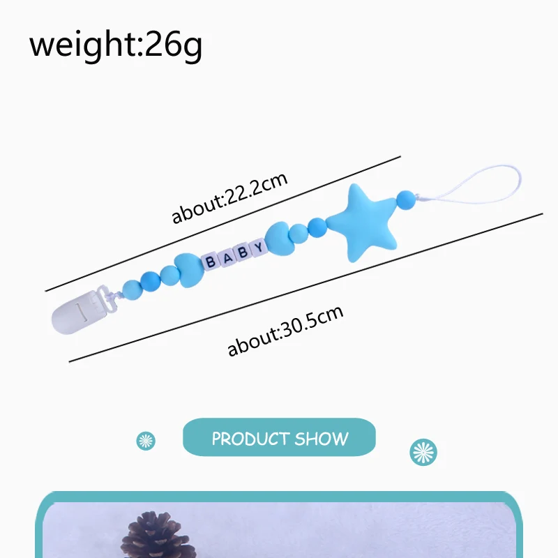 XCQGH Customzied Детское Имя BPA бесплатные Силиконовые бусы для прорезывания зубов соски зажимы цепи