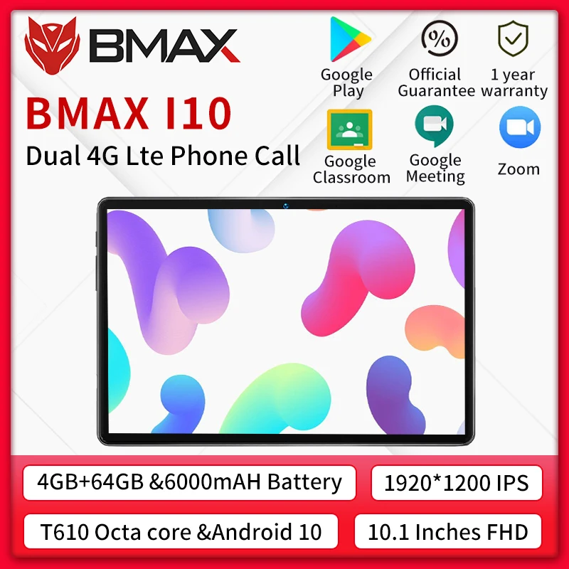 BMAX i10 10.1inch phone call Tablet T610 Octa Core 4GB RAM 64GB ROM 4G Network Type-c port  Tablets PC Dual Wifi Andorid 10