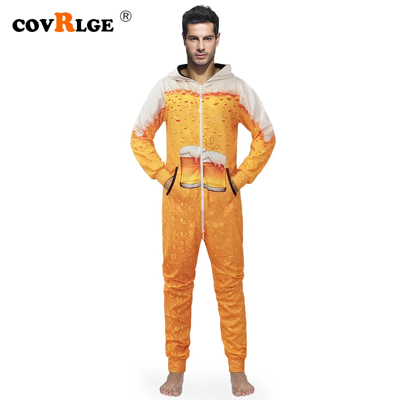 Covrlge Men's Rompers 2019 Men Onesies Fashion Men's Sets Autumn Overall Men Clothes Hoodie Pants High Quality Men Suit MSX002