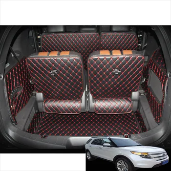 

Car trunk mats for ford explorer leather mat cargo liner 2011 2012 2013 2014 2015 2016 2017 2018 2019 interior boot 5