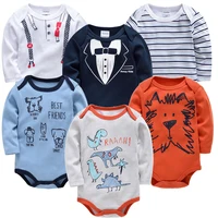 Kavkas 3 6 PCS/SET Baby Bodysuit 100% Cotton body bebe Girl Boy Clothes Cartoon Print Long Sleeve Autumn Winter Clothing 4
