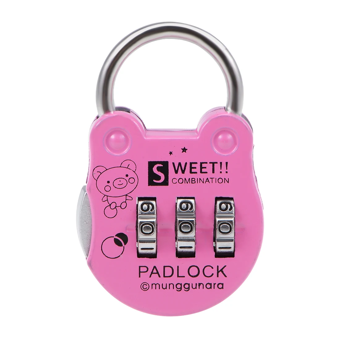 uxcell 3 Digit Combination Padlock, 3mm Steel Shackle Dia, Zinc Alloy Locks Pink