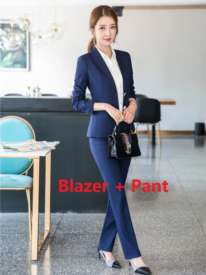 Blazer and Pant Set Формальный черный блейзер женские брюки женские костюмы рабочая одежда Деловая одежда брюки и куртка наборы OL стили - Цвет: Blazer and Pant Set
