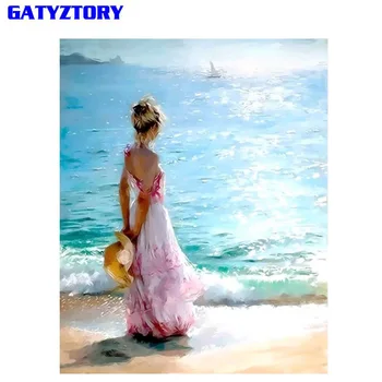

GATYZTORY Frame DIY Painting By Number Women Figure Painting Wall Art Picture Modern Calligraphy Painting For Home Artwork 60x75