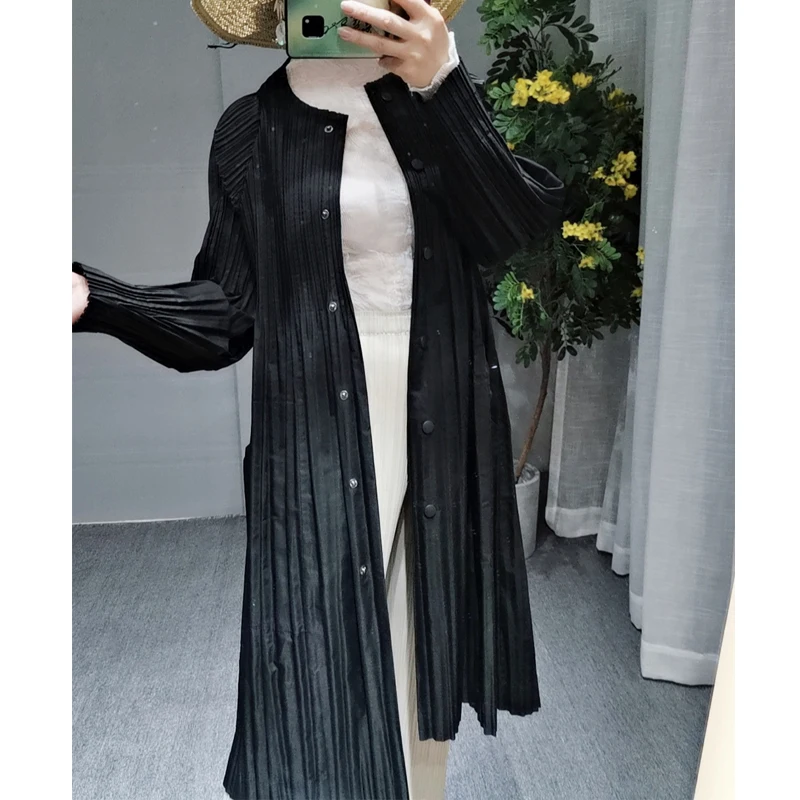 Changpleat осенний Женский Тренч Miyak плиссированный модный однотонный длинный рукав свободный большой размер однобортные пальто Tide T970