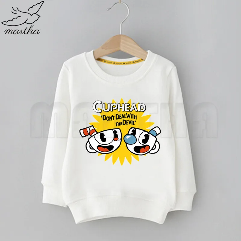 A Cuphead/Рождественская Забавная детская толстовка с капюшоном и милым рисунком; толстовки с принтом; детская одежда; толстовки с героями мультфильмов для маленьких мальчиков; классическая одежда - Цвет: A