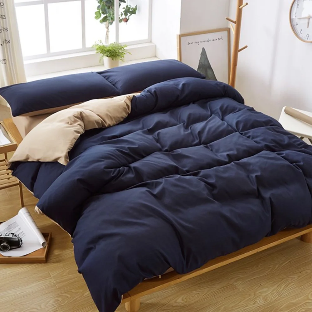 100% хлопок однотонное одеяло покрывало Комплект постельного белья королева