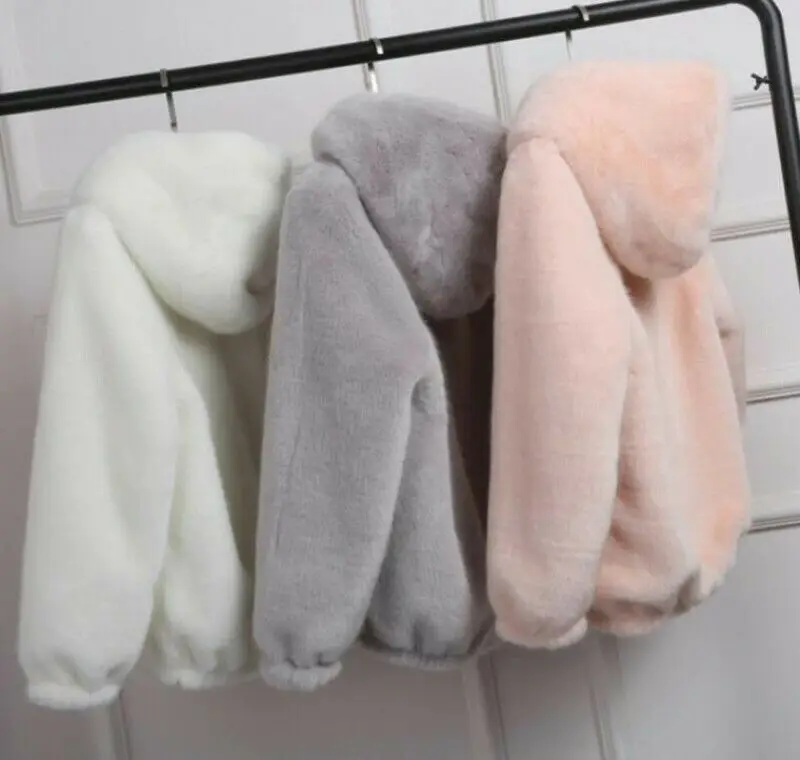 

2019 New Fashion Women Girl Winter Casual Fur Jacket Outwear Faux Rabbit Fur Hooded Coat Casual Warm Jacket Outdoor