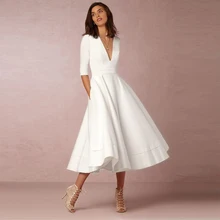 Vestido feminino 2021, meia manga, vestido longo, elegante, para formatura, com bolsos