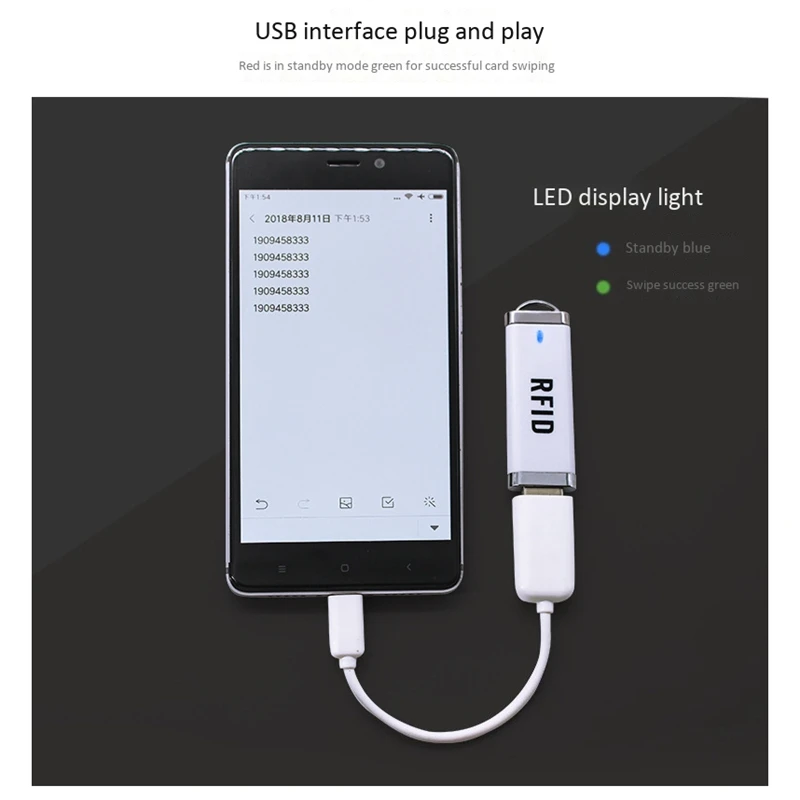 Портативный мини USB RFID считыватель карт 125 кГц