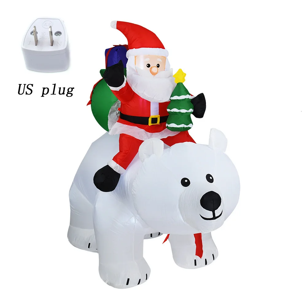 2 м гигантский надувной Санта-Клаус для верховой езды полярный медведь качающаяся голова Рождественская Кукла светодиодный светильник для внутреннего и наружного сада Рождественское украшение - Цвет: Сливовый