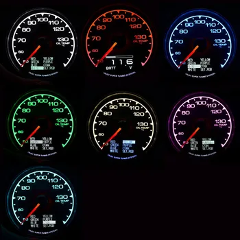 

with 7colors for 60MM Series Gauge Water temp*Volt*Oil temp*Oil press*RPM*Vacuum*Turbo boost*EXT*Fuel press temp Gauge