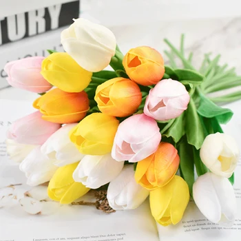 

31pcs/lot Tulip Artificial Flower Wedding Decoration Flowers Real Touch Tulip Latex Flowe Home Garden Decoration Bouquet Gift