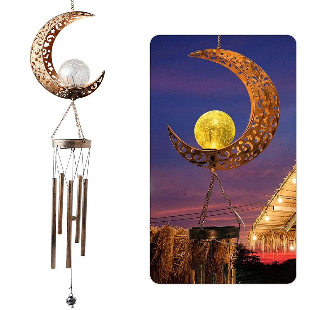 Moon Star Sun Waterproof Solar Garden Light LED Hanging Outdoor Solar Lamp Wind Chimes Hanging Lights Powered Lamp