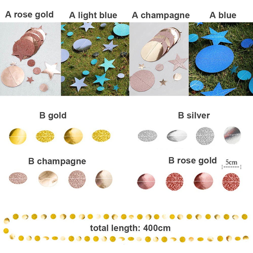 4 м занавес шампанское звезды круглое зеркало свадебный день рождения Декор Блестящий Порошок подвесные украшения Гирлянда из бумажных флажков розовое золото