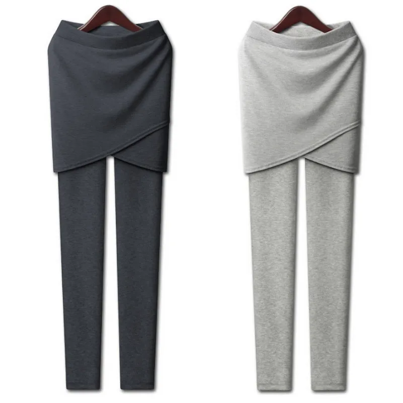 Skirt Leggings for Women Fitness Spring  Pants Cross Side Leggings With Skirt Ouc1238