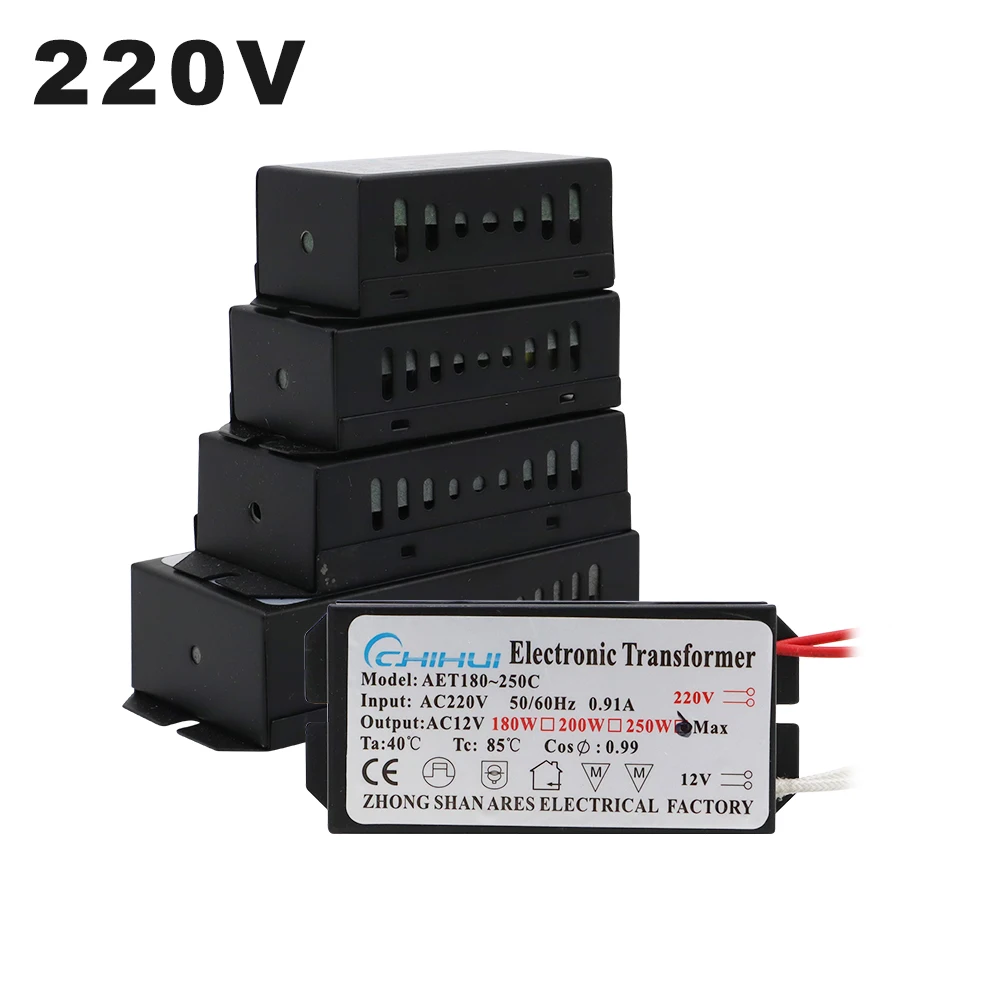 220V Electronic Transformer 60W 80W 105W 120W 160W 180W 200W 250W For AC 12V Halogen lamp Crystal Lamp G4 Light Beads