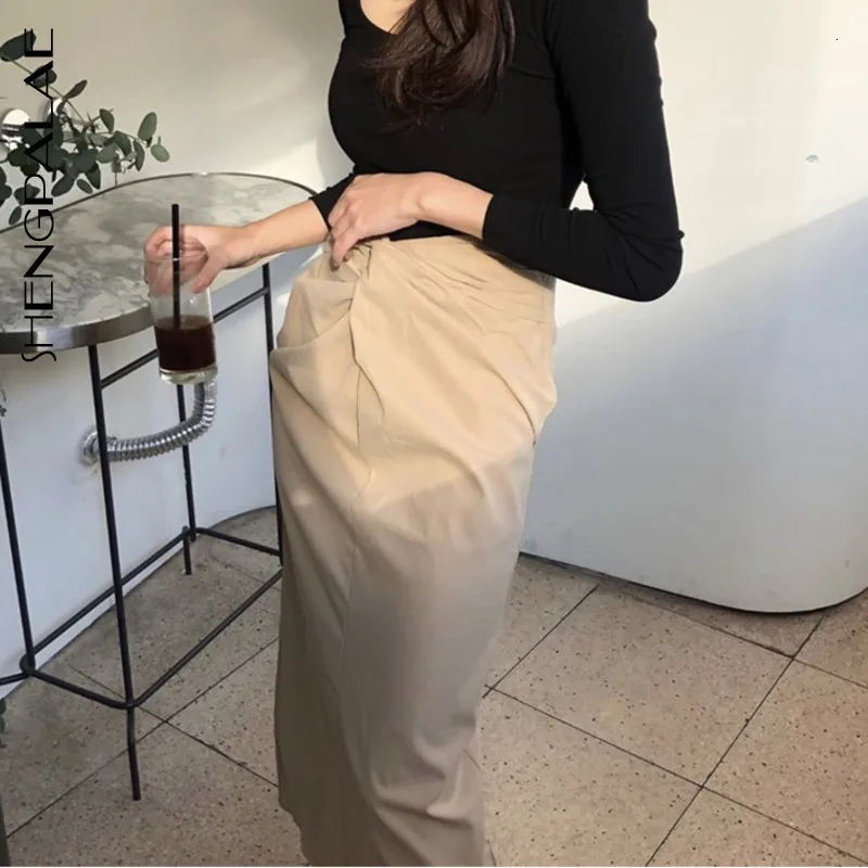 

SHENGPALAE 2019 New Fashion Autumn Knotted Mid-Calf Design Skirt Women Japanese Version Tide Thin Casual Faldas Mujer Moda FT799
