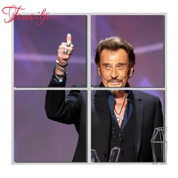 

diy Johnny Hallyday 5D Diamond Painting Cross Stitch kits 4 Piece DIY Diamond Embroidery full display diamond Mosaic Home Decor