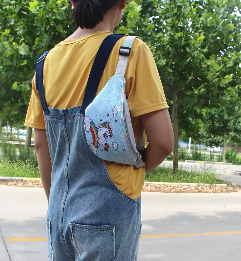 Детская поясная сумка, Женская поясная сумка для девочек, детская сумка с единорогом и блестками, мультяшная сумка через плечо, милый пояс, поясная сумка для девочек, кошелек