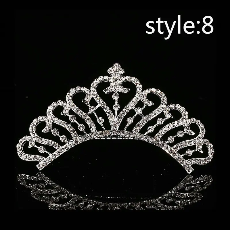Мини-диадемы и короны с искусственным жемчугом, расчески для волос для принцесс, девочек, невесты, свадьбы, вечеринки, украшения для волос - Окраска металла: Style 8