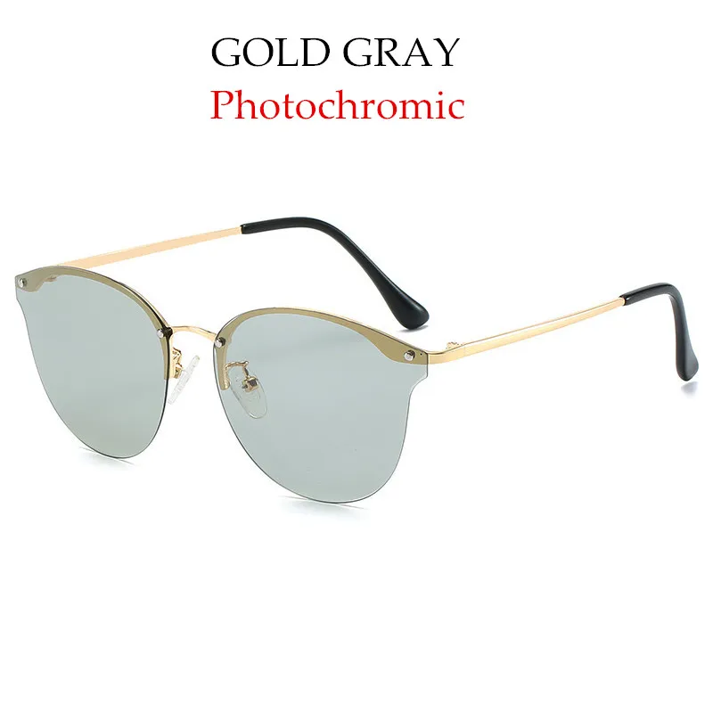 YOOSKE для вождения фотохромные Солнцезащитные очки женские поляризованные солнцезащитные очки «кошачий глаз» классические Хамелеон Обесцвечивающие очки UV400 - Цвет линз: gold gray