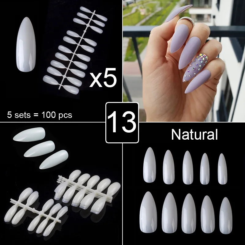 500 Stück Stiletto-Nagelspitzen Transparent – 10 Größen, Für Acryl-Verlängerung & Nail Art