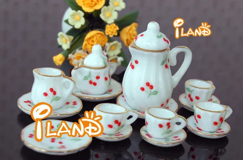1: 12 DIY кукольный домик аксессуары для мини-мебели миниатюрный керамический игровой домик игрушки украшения 15 голов чайный набор