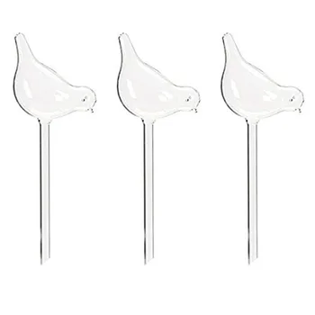 

LBER 3 Pack Plant Waterer Self Watering Globes, Bird Shape Hand Blown Clear Glass Aqua Bulbs