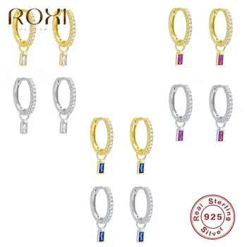 

ROXI Colorful Geometry Drop Square Crystals Hoop Earrings for Women Jewelry Earrings Cartilage 925 Sterling Silver Pendientes