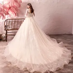 Главная Свадебное платье 2019 невесты мечта хвост роскошная крышка руки беременных женщин большая талия скрытый живот тонкий